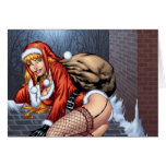 Ms Claus On The Rooftop Delivering Santas Presents Greeting Card