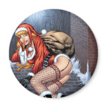 Ms Claus On The Rooftop Delivering Santas Presents Fridge Magnets