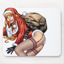 al rio,womens&#39;,ms claus,christmas,rooftop,delivering presents,santa,high-heels,redhead,green eyes, Mouse pad with custom graphic design