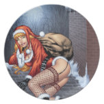 Ms Claus On The Rooftop Delivering Santas Presents Plates