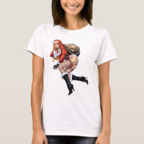 al rio,womens&#39;,ms claus,christmas,rooftop,delivering presents,santa,high-heels,redhead,green eyes, Shirt with custom graphic design