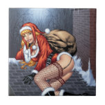 Ms Claus On The Rooftop Delivering Santas Presents Ceramic Tile
