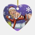 Ms Claus Scared to Open her Christmas Present Christmas Ornament