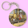 Ms Ella checks out farm equipment Keychains
