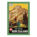 Mt Cook New Zealand (border) posters by RetroCommunications Mt Cook New Zealand (border) posters