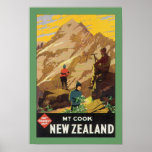 Mt Cook New Zealand (border) posters