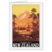 Mt Egmont New Zealand Travel Poster Greeting Cards