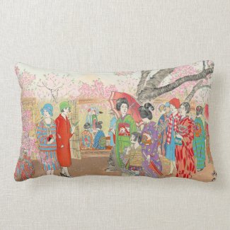 Mt Fuji and the Cherry Blossoms on Asuka Hill art Throw Pillows