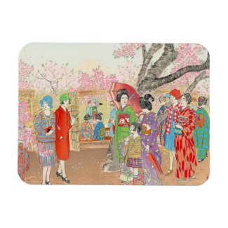 Mt Fuji and the Cherry Blossoms on Asuka Hill art Magnets