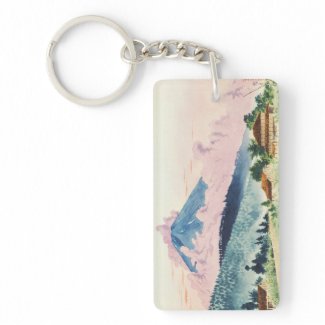 Mt Fuji from the Koshu Road watercolor oriental Acrylic Keychains