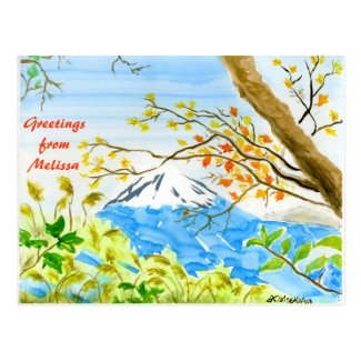 Mt Fuji Plein Air Watercolor Autumn Mountain Fall Post Cards