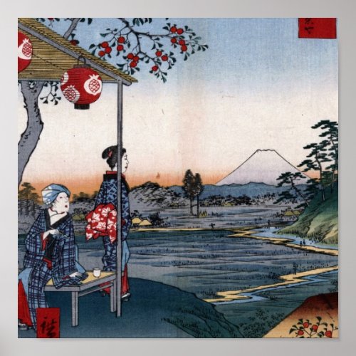 Mt. Fuji Viewed from a Teahouse c. 1800s Japan print