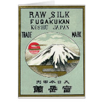 Mt. Fuji Vintage Japanese Silk Label Greeting Cards