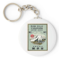 Mt. Fuji Vintage Japanese Silk Label Keychain