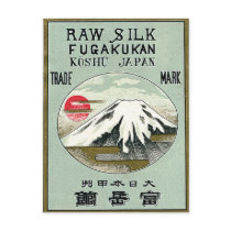 Mt. Fuji Vintage Japanese Silk Label Post Card