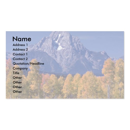 Mt. Moran, Grand Teton National Park, Wyoming Business Card Template