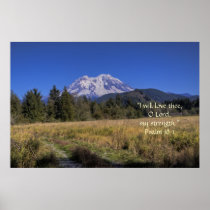 Mt. Rainier and Tall Grass HDR Print w/Scripture V