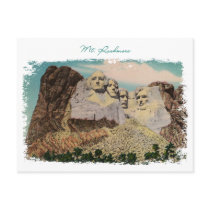 Mt. Rushmore Painted Vintage Postcard