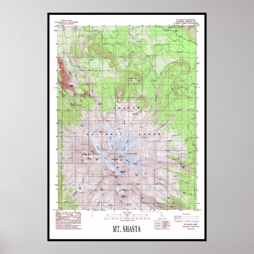 MT. SHASTA TOPO MAP POSTER | Zazzle