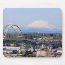 Mt St Helens & Fremont Bridge Mousepad by posters_prints Mt St Helens & Fremont Bridge Mousepad