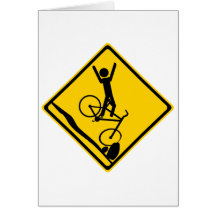 Mtn Biker Crash Road Sign Cards