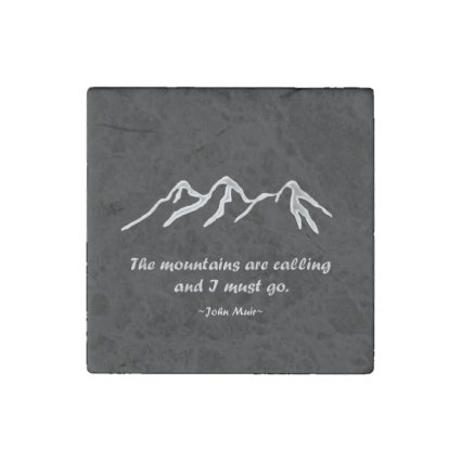 Mtns are calling/Snowy blizzard on Black Design Stone Magnet