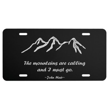 Mtns are calling/Snowy blizzard on Black Design License Plate