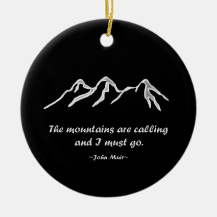 Mtns are calling/Snowy blizzard on Black Design Double-Sided Ceramic Round Christmas Ornament