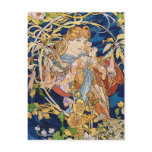 Mucha4B+WWomanDaisyBl SQ Post Card