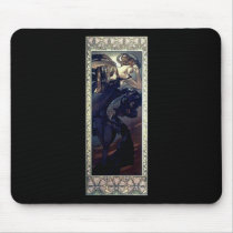 mucha art deco night star black dress woman mousepads