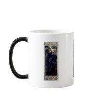 mucha art deco night star black dress woman coffee mug