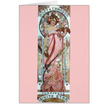 mucha art deco white star champagne woman card