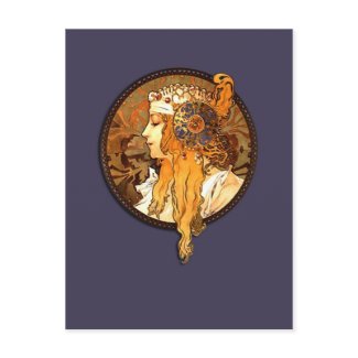 Mucha Art Nouveau Portrait Postcard postcard