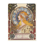 Mucha Art Nouveau Postcard -  Zodiac  - La Plume