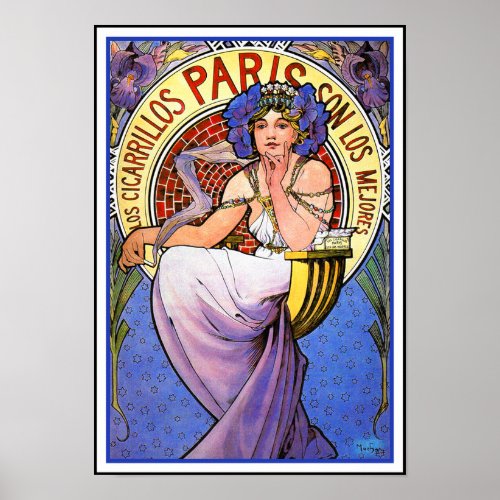 Mucha Art Nouveau Poster:  Los Cigarrillos Paris posters