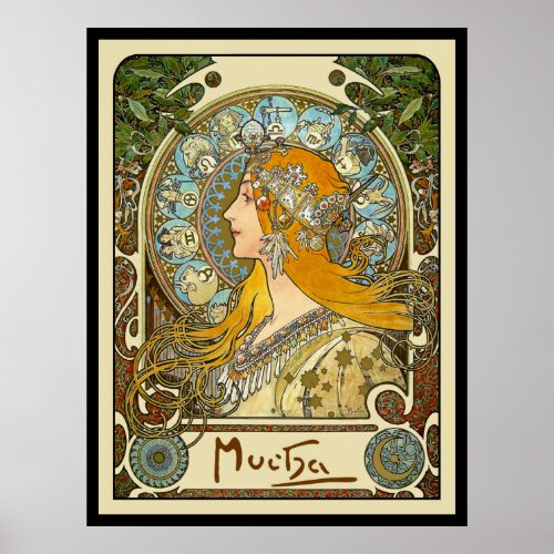 Mucha Art Nouveau Poster -  Zodiac  - La Plume posters