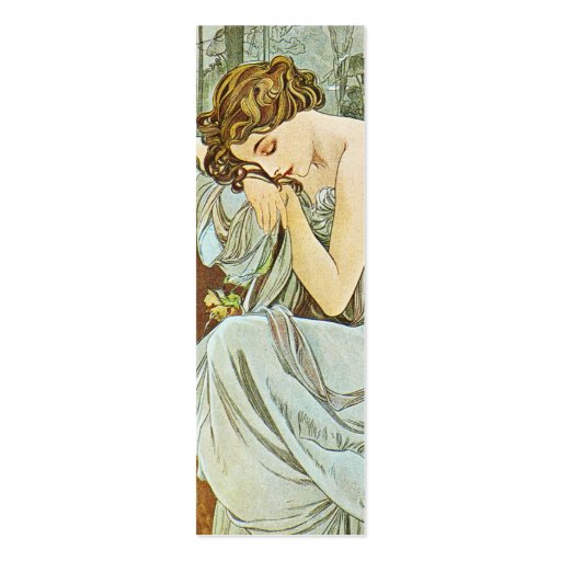 Mucha Art Nouveau Skinny Bookmark Business Cards (front side)