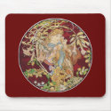Mucha Art Nouveau: Woman With Daisy mousepads