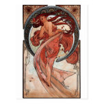 Mucha dance art deco lady postcards