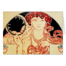 Mucha ~ Girl from Brooklyn Exhibition Poster Greeting Card