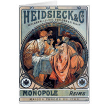 mucha Heidsieck & G beer art deco poster Cards