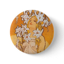 Mucha "Lily" - Flowers buttons