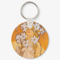 Mucha "Lily" - Flowers keychains by VintageCabaret Mucha "Lily" - Flowers keychains