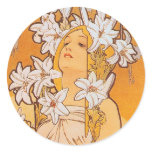 Mucha "Lily" - Flowers Round Sticker