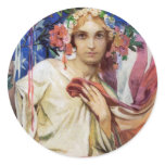 Mucha Magazine Illustration Round Sticker