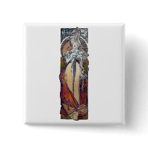 Mucha Paris 1900 woman fashion art deco Button