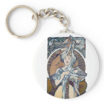 Mucha Paris 1900 woman fashion art deco Key Chain