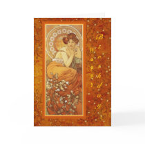 Mucha "Precious Stones ~ Topaz" November Birthday Greeting Cards