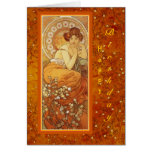 Mucha "Precious Stones ~ Topaz" November Birthday cards