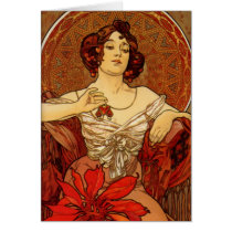 Mucha ~ "Prrecious Stones Ruby" Blank Card